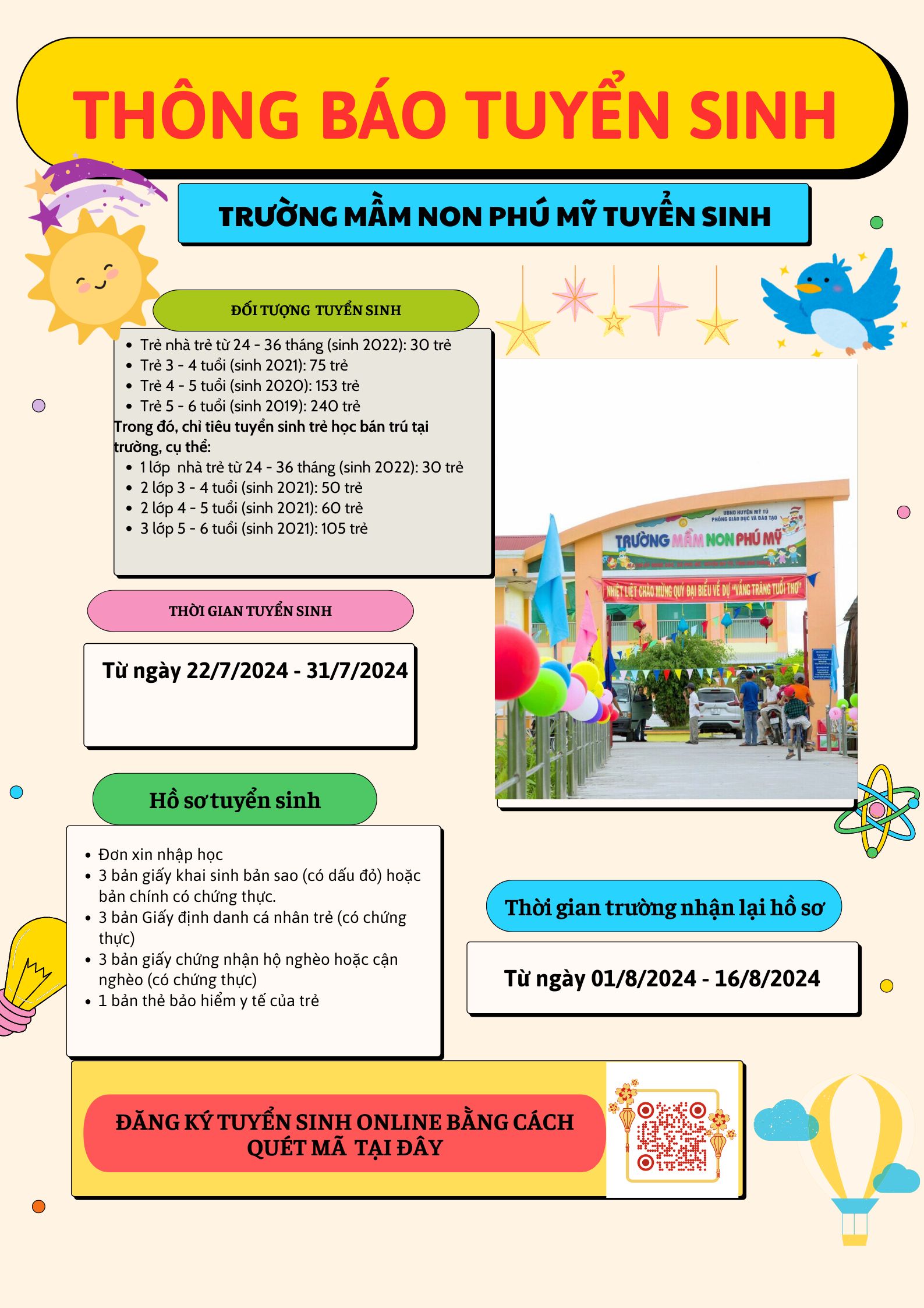 MẦM NON PHÚ MỸ TUYỂN SINH NĂM HỌC 2024 - 2025